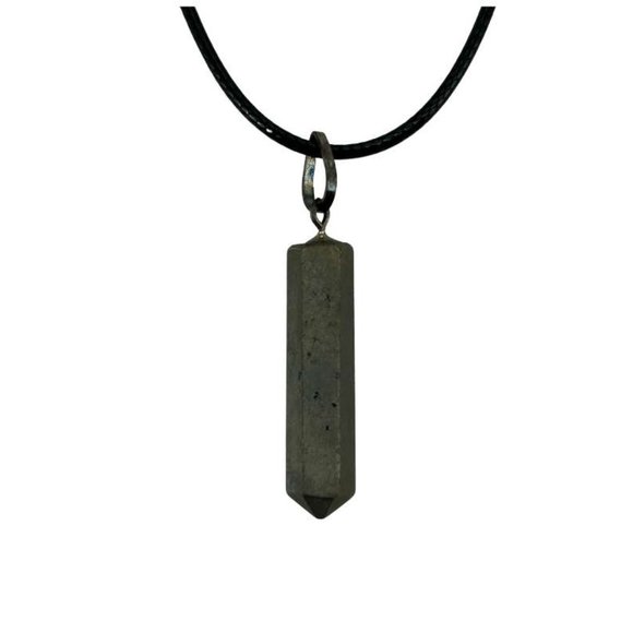 Unbranded | Raw Pyrite Pendant Necklace | Black | 4.5cm - Picture 2 of 4